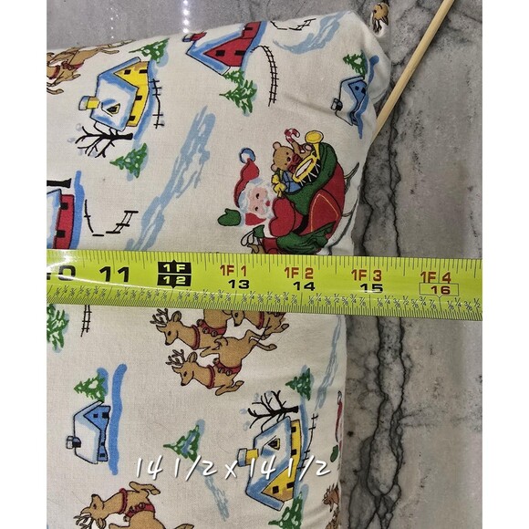 Vintage Handmade Christmas Santa Throw Pillow Pair 14x14 Holiday - Picture 6 of 9